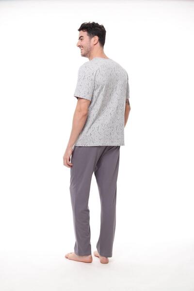 Pijadore Чоловічий 1403 Чоловічий піжамний комплект з коротким рукавом та візерунком