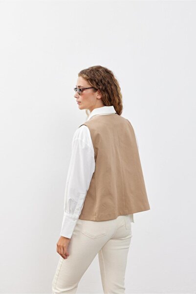 Fahhar Oversize Women's Vest Beige
