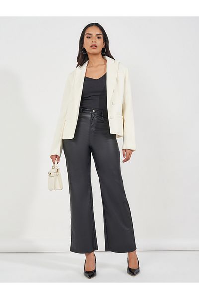 Styli Regular Fit Short Length Double Breasted Tweed Blazer