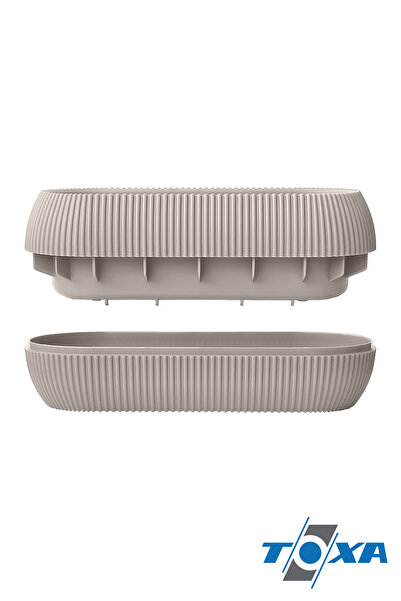 ToXA 0.55 Litre Bej Krem Uzun Mercan Saksı No1 Plastik Dekoratif Kaktüs Sukulent Saksısı