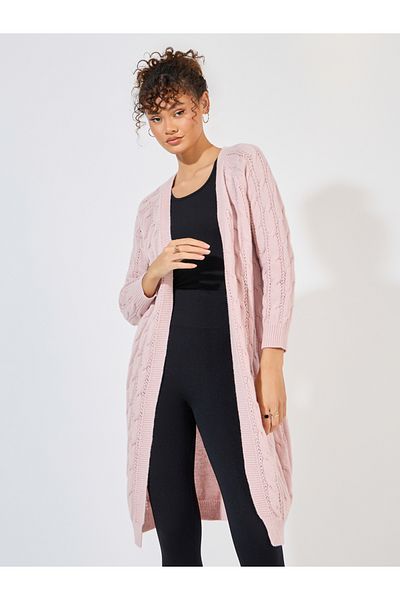 Styli Regular Fit Longline Cable Knit Cardigan