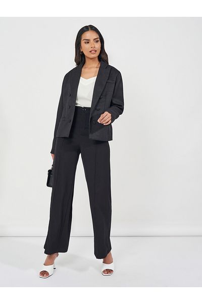 Styli Regular Fit Short Length Double Breasted Tweed Blazer