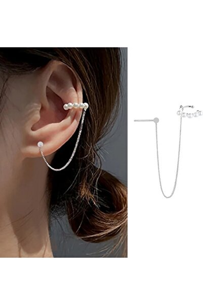 TakıConcept Üstten Sıkıştırmalı İncili Top Küpe, Kadın Küpe