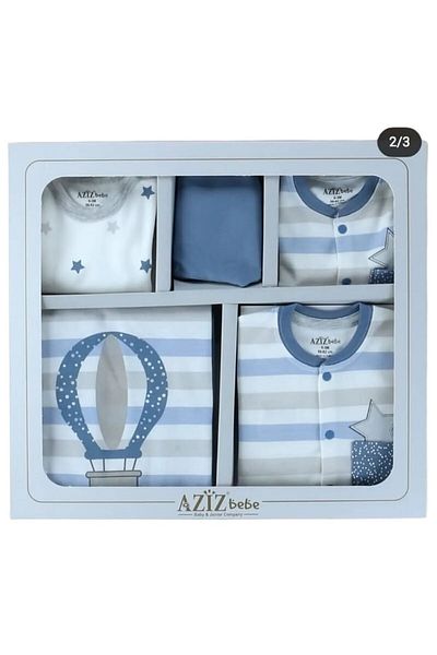 Aziz Bebe Starry Balloon Patterned 10-Piece Baby Hospital Discharge Bodysuit Set (10 Pieces)