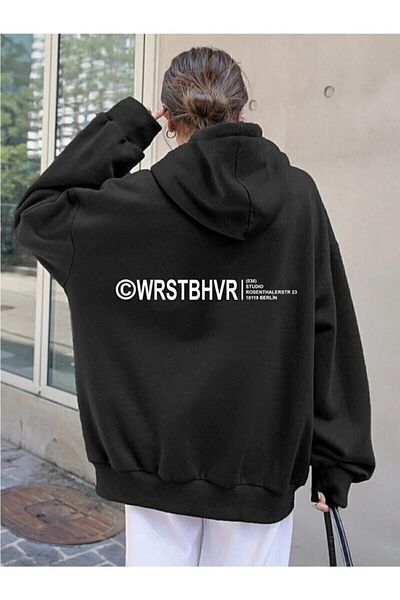 Moda Glo Φούτερ με κουκούλα Unisex Oversize Μαύρο Wrst