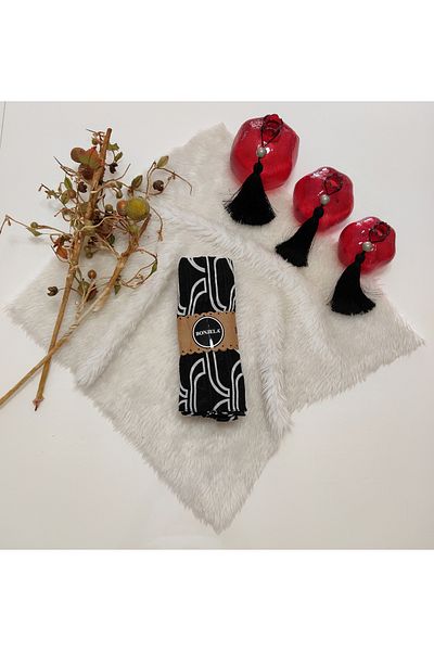 EKAY ŞAL CU MODEL ALB-Negru