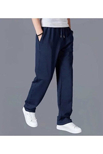 yg ydn giyim Navy Blue Baggy Fit Straight Leg Comfortable Sweatpants