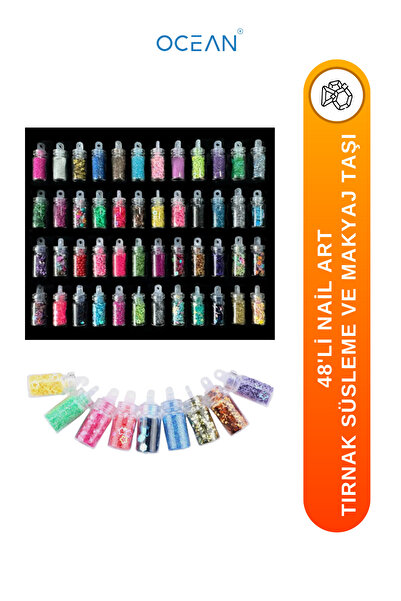 Ocean Tırnak Süsleme Ve Makyaj Taşı, Kolay Uygulanabilir, Nail Art Tırnak Süsleme 48'li Taş Seti
