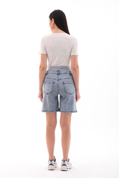 BIG LESSON Flexible and Adjustable WaistMomFit Shorts - Blue Snow