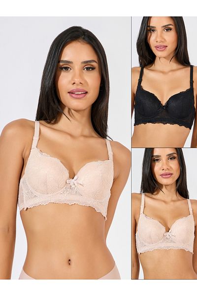 Styli Pack of 2 - Padded Wired All Over Lace T-Shirt Bra