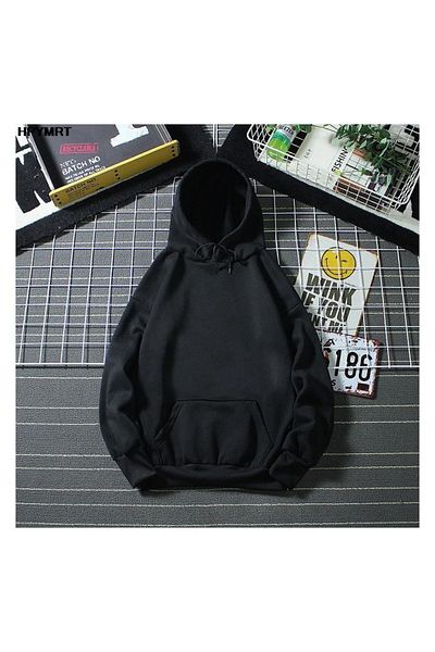 Moda Glo Hanorac negru simplu unisex cu glugă