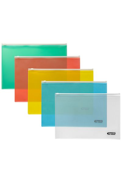 Bigpoint Green A4 Pp Document File - 12 Ziplock Bags