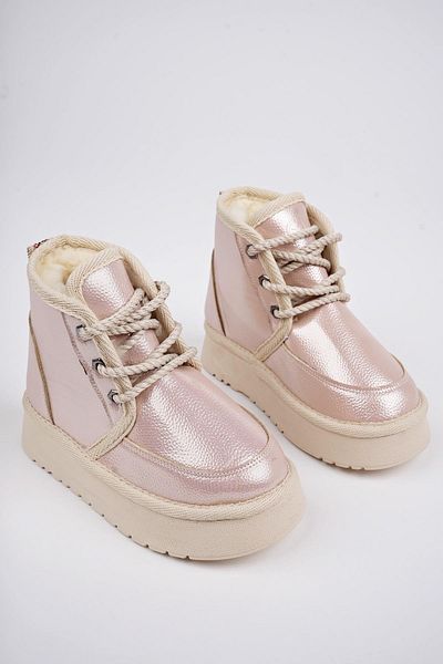 MUGGO PUFFY Garantiert dicke Sohle, pelzige Schnürung, tägliche Mini-Halbstiefel für Kinder