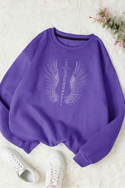 Moda Glo Βαμβακερό φούτερ Unisex Wonderful Wing Crew Neck