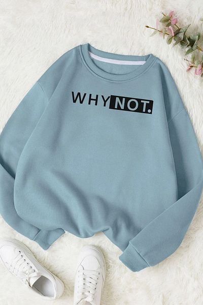 Moda Glo Hanorac din bumbac, unisex, cu imprimeu Why Not