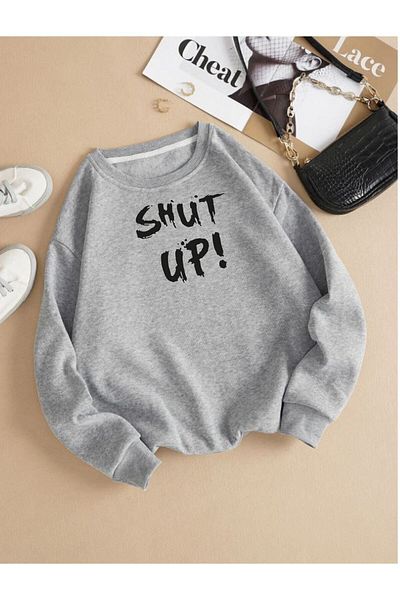 Moda Glo Βαμβακερό φούτερ με στάμπα Unisex Shut Up