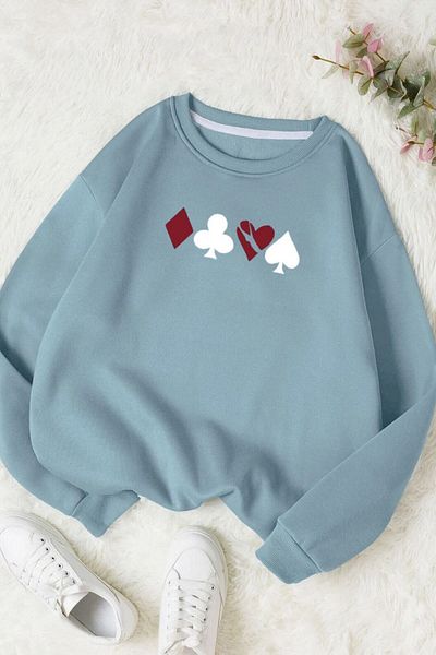 Moda Glo Hanorac unisex din bumbac cu imprimeu cu inimă frântă