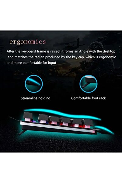 Zineets Led Aydınlatmalı Işıklı Klavye Metal Kasa  Oyuncu Gamer Set Gaming Usb Q Türkçe Telefon Tutuculu