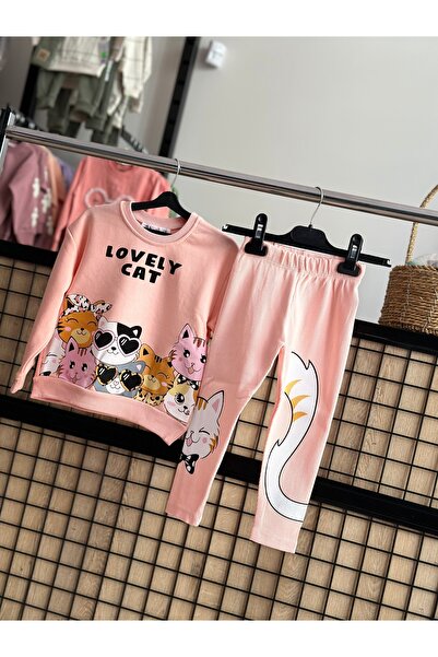 MODA VE DERYA Cat Printed Girl's Tights Set