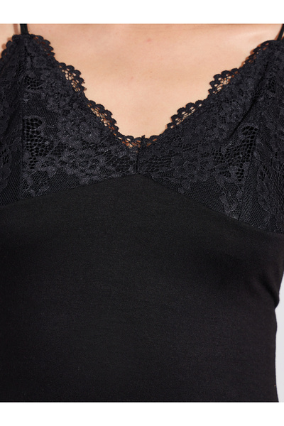 Styli Scalloped Edge Lace Cup & Side Slit Slip Dress