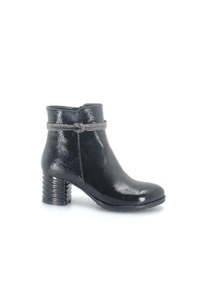 Kids Club Shoes Feles Ankle Stone Ζαρωμένο Δερμάτινο Γυναικείο Μποτάκι ΜΑΥΡΟ