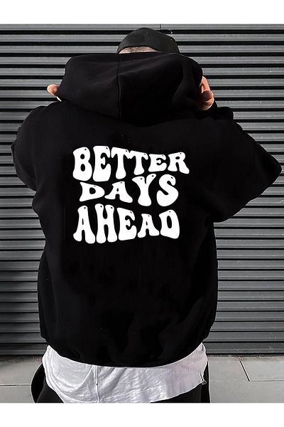Moda Glo Hanorac unisex cu inscripția Better Days