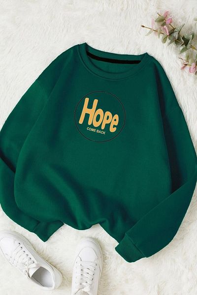 Moda Glo Βαμβακερό φούτερ Unisex Hope Printed Crew Neck