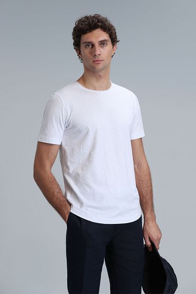 Lufian Ανδρικό Βασικό Λευκό T-Shirt - Junya