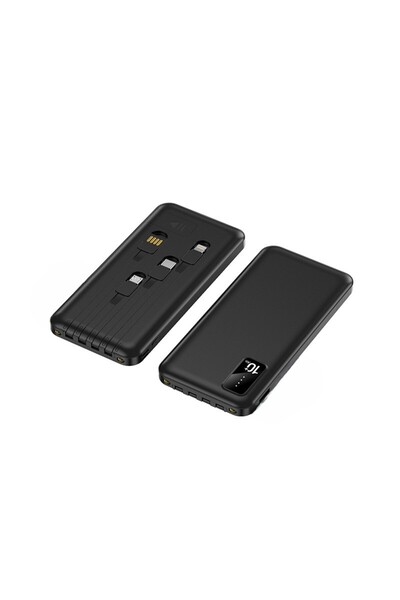 MATECHNO 10.000 mAh Göstergeli Led Işık Dahili Çoklu Kablolu El Feneri Powerb...