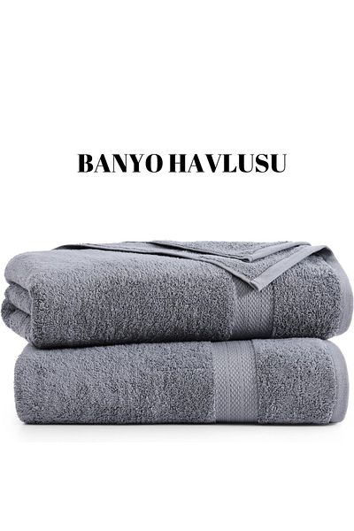 KAYABEY HOME Γκρι 70x140 ριγέ 100% βαμβακερή μαλακή πετσέτα μπάνιου