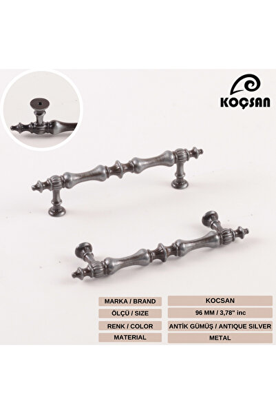 KOÇSAN Crescent Antique Silver 96 mm Handle Luxury Country Kitchen Furniture Cabinet Drawer Handle