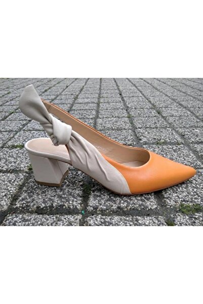 NISH Модель N382 - Жіночі класичні туфлі з натуральної шкіри, з відкритою задньою частиною та товстим каблуком