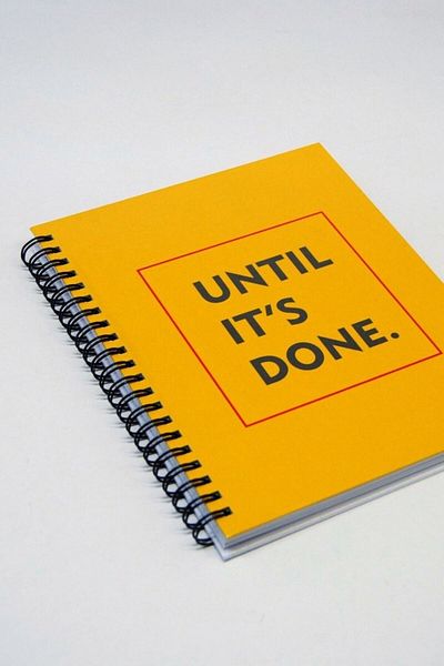 Lemsstudio Hard Yellow Cover Spiral Dotted Slogan Notebook'Concept Notes'