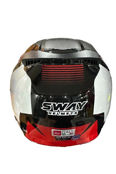 Sway KASK SW-766 GEKO BLACK/RED ÇENESİZ GÜNEŞ GÖZLÜKLÜ
