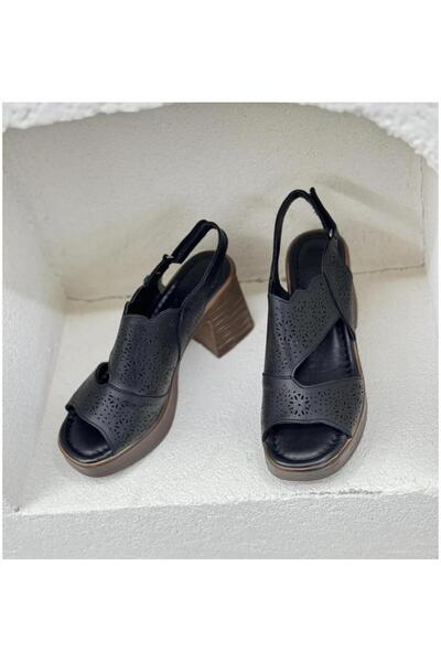 Venüs 2409801Y Women's Genuine Leather Laser Cut Apartment Heel Platform Summer Shoes