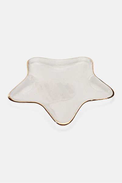 Muy Mucho Star Shape Glass Platter, Transparent