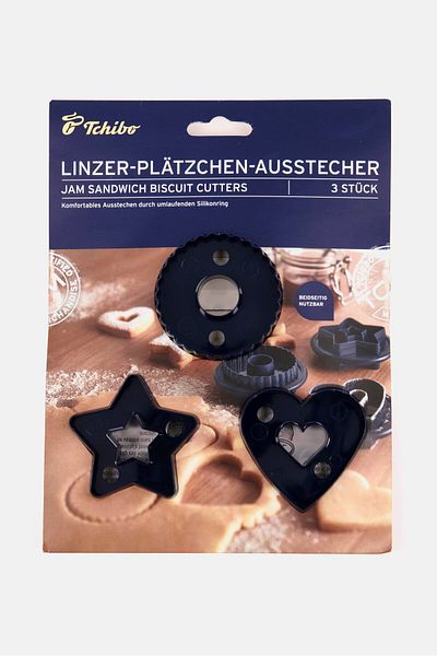 Tchibo 3 Linzer Cookie Cutters, Navy Blue