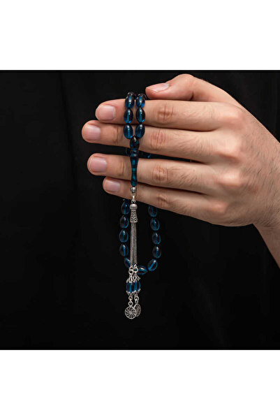 NEZADE STORE Squeezing Silver Tassel Amber Prayer Beads