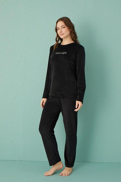 gd goldoremi 13166-17 Women's Slient Night Velvet Long Sleeve Pajamas Set