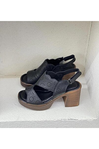 Venüs 2409801Y Women's Genuine Leather Laser Cut Apartment Heel Platform Summer Shoes