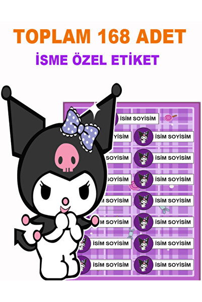Demo Etiket Kuromi Temalı Isimli Okul Etiketi Defter Kalem Etiket Seti Sticker