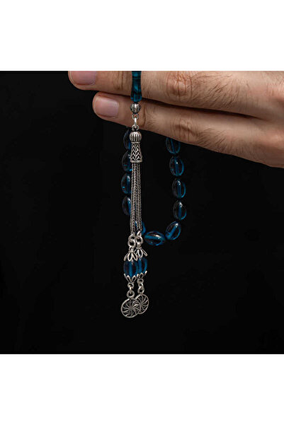 NEZADE STORE Squeezing Silver Tassel Amber Prayer Beads