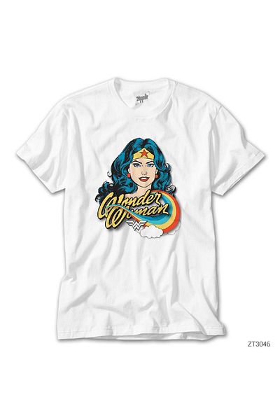 Z zepplin Wonder Woman Cartoon White T-shirt