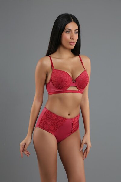 C&City Unsupported Bra Panty Set C14159 Claret Red