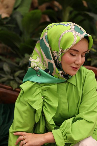 Silk Home Tivil Silk Scarf 11436-33 Green Mixed Pattern