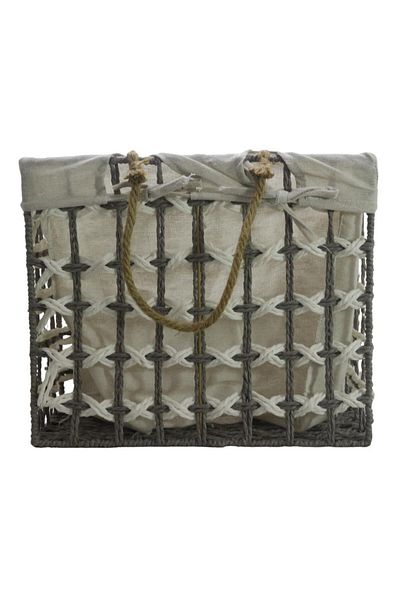 T.Concept Decorative Wicker Rope Elegant Wire Multi-Purpose Rectangular Basket Grey-White Small (S)