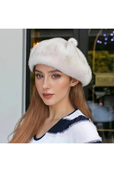 FELLMENS Beige Faux Fur Painter Women's Beret