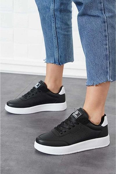 Kocamanlar Ayakkabı Darkstep 158 Unisex Sneaker - Black and White Sports Shoes