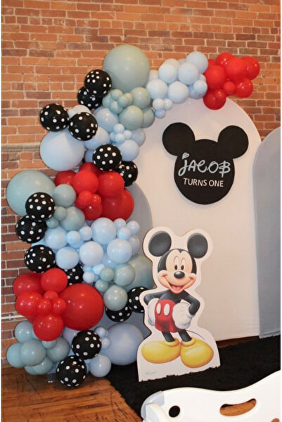 Çemrek Süs Parti Set de lanțuri de baloane cu puncte albastre roșii negre de 100 buc