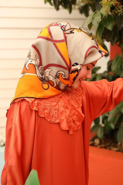 Silk Home Tivil Silk Scarf 11436-17 Orange Mixed Pattern